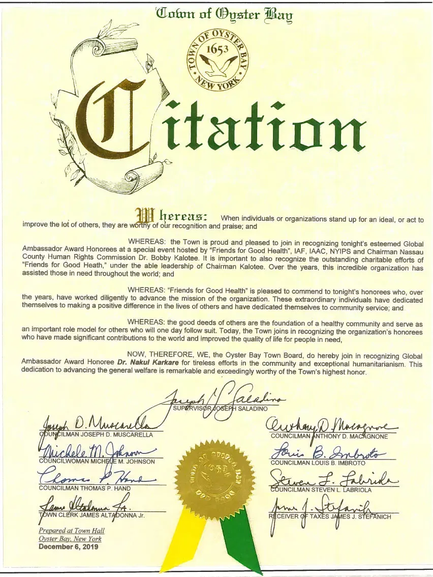 Town of Oyster Bay Citation