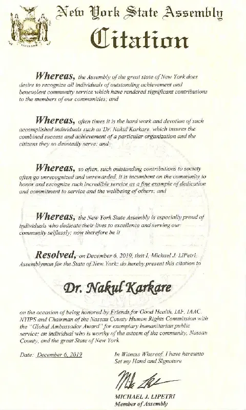 NY State Assembly Citation